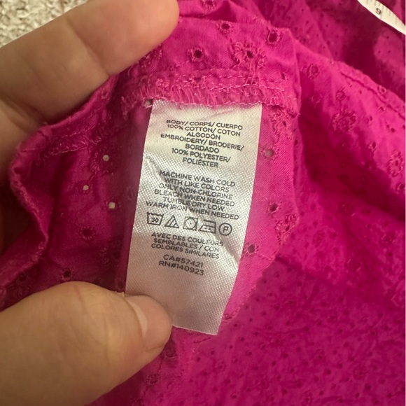 Loft Fuchsia Pink Eyelet Ruffle Top size L - Picture 9 of 11